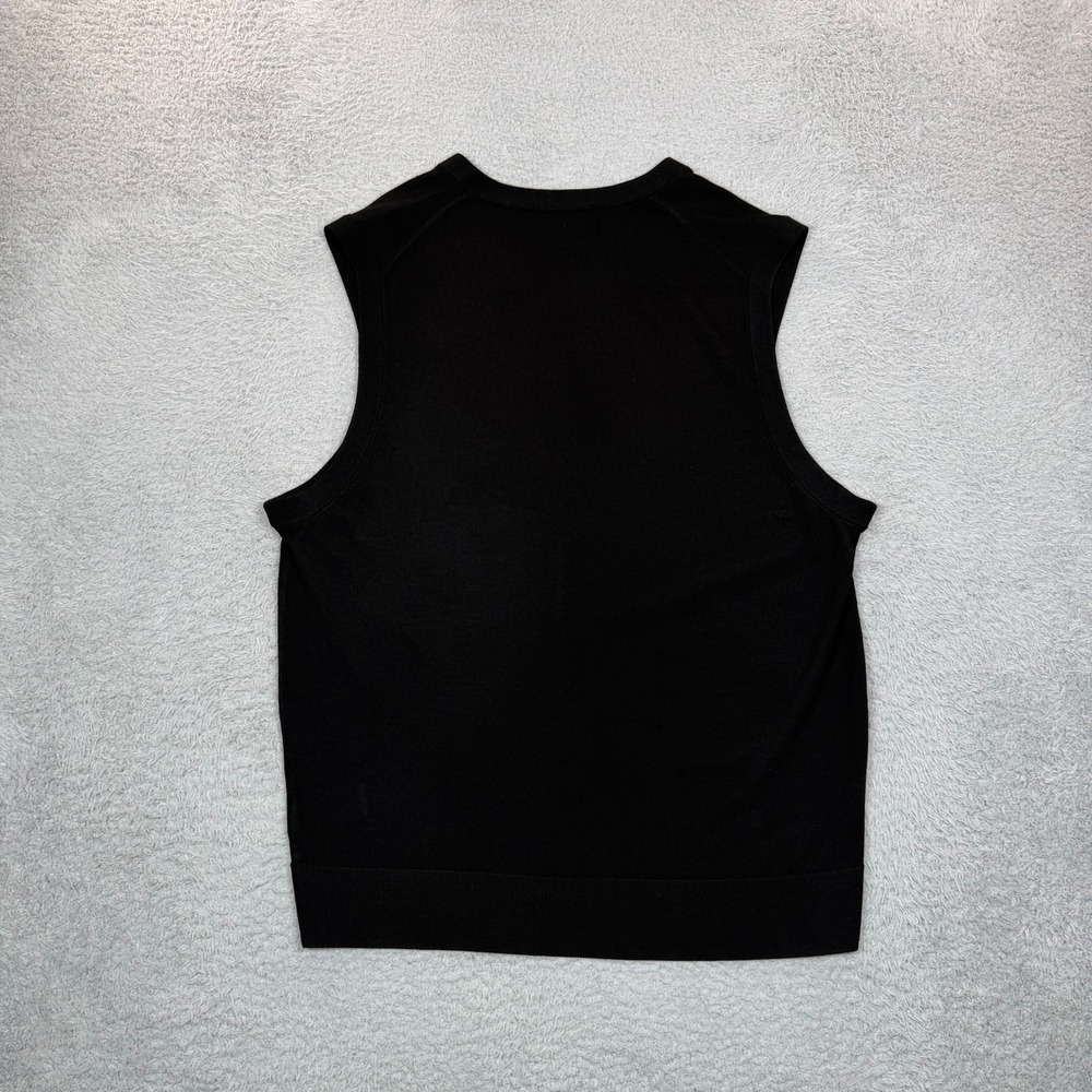 Brooks Brothers Brookstech Merino Wool V-Neck Sweater Vest Mens‎ L Black Solid - Picture 2 of 9